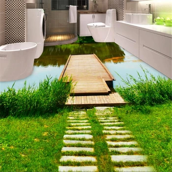 Beibehang Foto Personalizate 3d parchet Tapet Auto-adezivă Impermeabilă, hârtie de Perete Murală Waterwall Pod de Lemn, Toaletă, Baie
