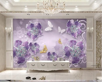 Beibehang Tapet Personalizat Europene Estetic Elegant 3D Stereo Albastru Bijuterii Diamant Living, Dormitor, TV murale 3d tapet