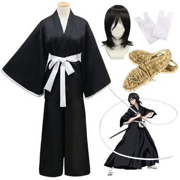 Bleach Anime Costum Kuchiki Rukia Cosplay Rukia Kuchiki Peruci și Kimono Uniformă Seturi Muri Pa Haine