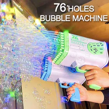 Bubble Arma Rachete 69 Găuri Bule de Săpun mitralieră Forma Automată a Ventilatorului Cu Lumina Jucării Pentru Copii Pomperos Copii Cadou de Ziua