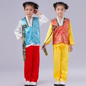 Băiatul Costum coreeană Hanbok Haine Tradiționale coreene Albastru /Roșu Copii Etapă de Performanță Costum Costum Petrecere pentru Copii