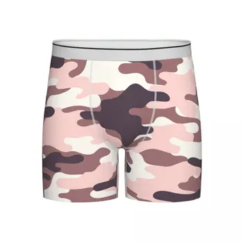 Bărbați De Culoare Roz Camuflaj Militar Boxeri Pantaloni Scurți, Chiloți Respirabil Lenjerie De Corp De Armata Camuflaj De Sex Masculin Amuzant Chiloți Lung