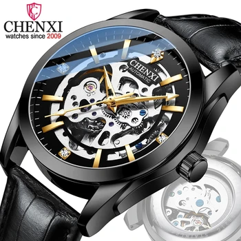 CHENXI Barbati Ceas de Lux Automatic Mecanic de Afaceri din Piele Ceasuri de Moda Tourbillon Bărbați Ceasuri Relogio Masculino