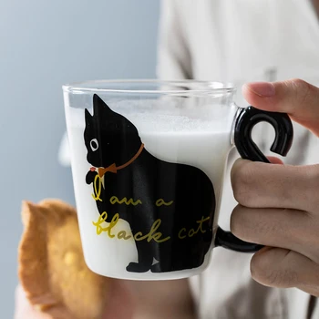 Cafea Ceai Lapte Pahar De Apă Ceașcă De Desene Animate Creative Drăguț Pisica Cană De Vin Roșu, Bere, Pahare De Sampanie Pentru Copii Sticlă Reutilizabile