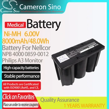 CameronSino Baterie pentru Nellcor BNP 4000 se potrivește Philips 0859-0012 A3 Monitor Medical Înlocuire baterie de 8000mAh/48.0 Wh 6.00 V