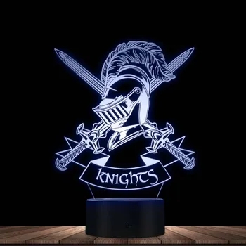 Cavalerii DUS Acril Vizuale de Masă Lumină de Epocă Evul mediu Cavaleresc Inspirat 3D Stralucitoare Iluzie Lampa de Noapte Cadou Pentru Băieți Decor