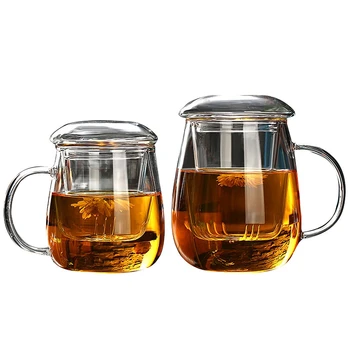 Ceai fierbinte, Cana cu Capac Filtru de Cafea,Cesti Ceai, Set de Căni de Bere Bea Cana de Birou Transparent Drinkware Cupa de Sticla Stil Chinezesc