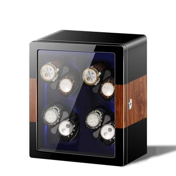 Ceas De Lux Bobinator Ceasuri Mecanice Negru Ceas Automată Cutie De Depozitare Organizator Caz Sticlă De Ceas De Afișare Cabinet Idei De Cadouri
