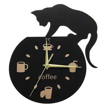 Ceas De Perete Pisica Ceasuri Coffeeclimbingcartoon Decor Agățat De Bucatarie Decor Mut Cupa Decorative Moderne Tăcut Bifarea Drăguț