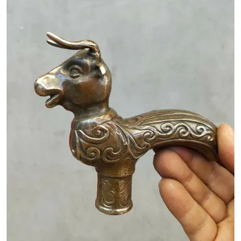 Chinezii Vechi de Bronz Sculptate manual oi statui Antice Baston baston Cap
