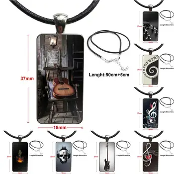 Chitara Bas Alb Muzică Electrice Colier Moda Lanț Lung Cu Dreptunghi Colier Bijuterii Pentru Fete Cadou Handmade