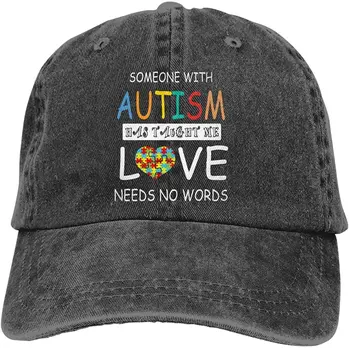 Cineva cu Autism M-A Învățat Dragostea Nu are Nevoie de Cuvinte Denim Capac Moda Retro Sport Denim Capac Unisex pentru Adulti Tata Capace