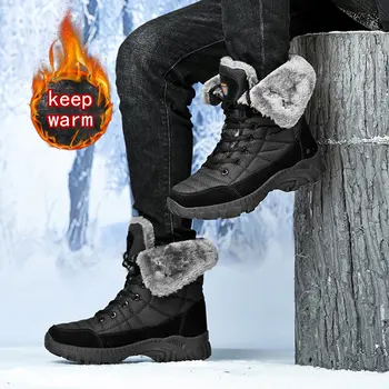 Cizme de zapada de Iarna Barbati Catifea Pantofi pentru Bărbați de Mare de Bumbac Lișițe Alpinism în aer liber High-Top groase de Bumbac Pantofi