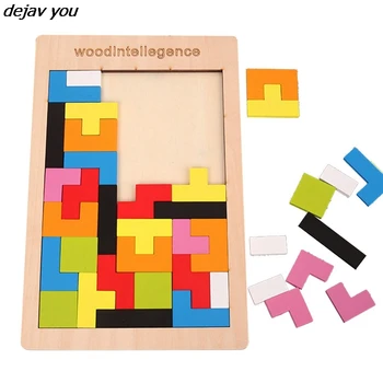Colorat Puzzle 3D din Lemn Tangram Matematica Joc Jucarii pentru Copii de Pre-școală Magination Intelectuală Jucărie de Învățământ Pentru Copii