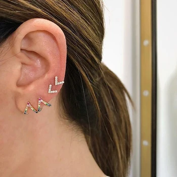 Colorate Clar Cz Hollow Inima Stud Earring Pave Multi Colorate CZ Unic pentru Femei de Moda Fete Cadou Fermecător Inima Minunat de Bijuterii