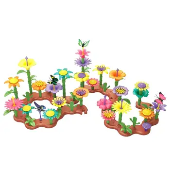 Construi Flori Jucarie Copii 144 Buc Grădină de Flori de Constructii Jucărie de Învățământ STEM Grădinărit Jucărie Ideal de Craciun si Cadou Pentru Ziua de naștere