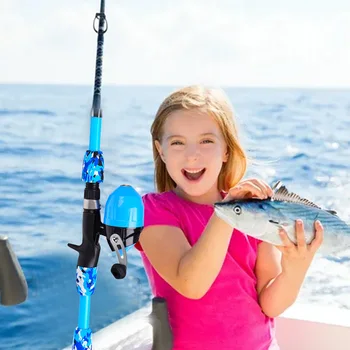 Copii De Pescuit Starter Kit Tijă Telescopică Combo Full Kituri Complete Pescuit Kit Cu Linia De Pescuit Pentru Fete Baieti