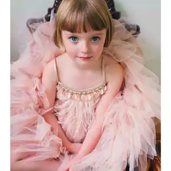 Copii Rochie Pentru Fete De Flori Fată De Moda Ciucuri Pene Fetele Petrecere De Nunta Fete Printesa Rochii Haine 2-10 Ani