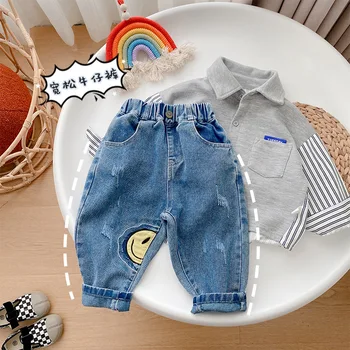 Copii Smiley Blugi De Toamna Pentru Copii 1-7 Ani Băieți Fete Moale Denim Pantaloni Fashion Pantaloni Copii