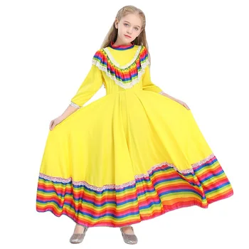 Copii Tradițională Mexicană Ziua Morților Cosplay Rochie Dans Poarte Uniforme Set Costum pentru Petrecerea de Halloween Pentru Fetița lui