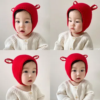Copil Pălărie de Toamnă Și de Iarnă pentru Copii Caldă de Protecție pentru Urechi Și Vânt Copil Pălărie de Pluș 1-2 Ani de Lână Pălărie