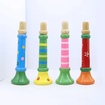 Copilul Din Lemn De Instrumente Muzicale Jucării Mici Boxe Din Lemn Colorat Trompeta Buglet Claxon Goarna Claxonului Jucărie De Învățământ Culoare Aleatorii