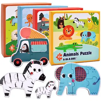 Copilul Din Lemn Model Animal Jigsaw Puzzle Colorat Tangram Copii De Jucarie Montessori Educația Timpurie Sortare Jocuri Jucarii Copii Cadou