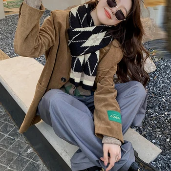 Coreea Style Eșarfă Tricotate Femei Cașmir De Iarnă Eșarfă Ține De Cald Fular Gros Fire De Lână Eșarfe Elastic Slab Bufanda
