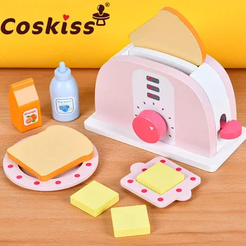 Coskiss Noi Pentru Copii De Învățământ De Dezvoltare Jucărie Din Lemn Seria De Bucătărie Ustensile De Bucătărie Roz Filtru De Pâine Fructe Dozator
