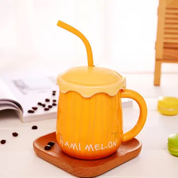 Creative 3D Fructe Cana Ceramica Cu Capac Personalitate Cuplu Noutate de Desene animate Drăguț Cafea Ceai Lapte Cupa Drinkware Cadouri