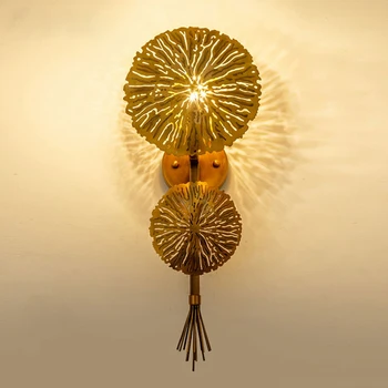 Creative Aur Frunze de Lotus Lampă de Perete de Lux în stil Art Deco pentru Casa Living Dormitor Oglindă Lumina Tranșee Led-uri Corpuri de Iluminat Interior