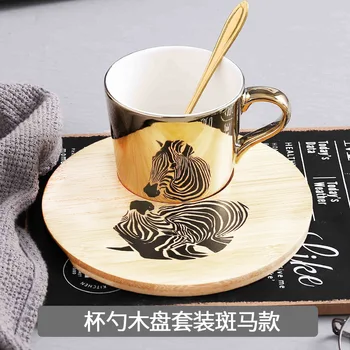 Creative Leopard Os China Anamorfic Ceașcă de Reflecție în Oglindă Cupa Zebra Cana Luycho Cafea Set de Ceai cu Farfurioară