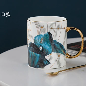 Creative Neregulate Ceramice Ceașcă de Cafea cu Mâner de Aur Ceramică lucrate Manual Ceașcă de Ceai de Călătorie Bucatarie Tacamuri Nordic Acasă Ceașcă de Cafea
