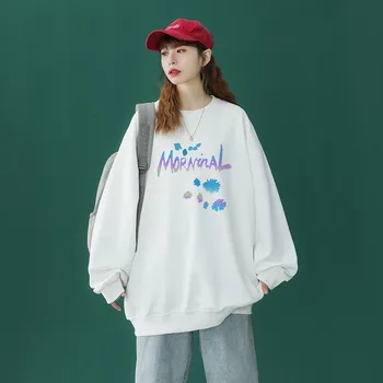 Crewneck Tricou Femei Grafic Jachete Supradimensionate Japoneză Streetwear Hip Hop Roz Hanorac Femei