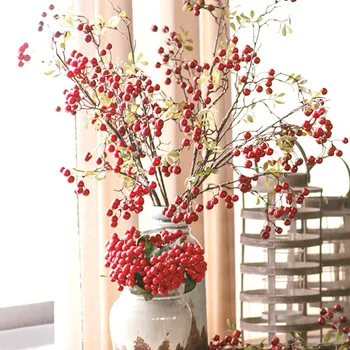 Crăciun Berry Fructe De Padure Rosii De Flori False An Nou Norocos Fructe Decor Artificial Berry Ramură Acasă Aranjament De Flori Decor