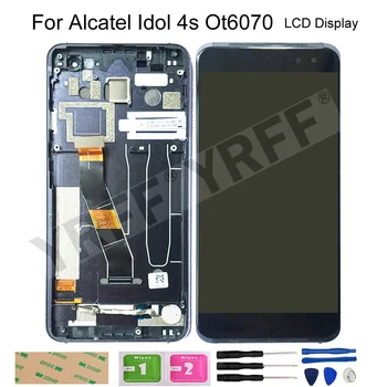 Cu Cadru de Telefon Mobil Ecrane LCD Pentru Alcatel Idol 4s Ot6070 60670 Display LCD Touch Screen Digitizer Sticla Panel Reparatie