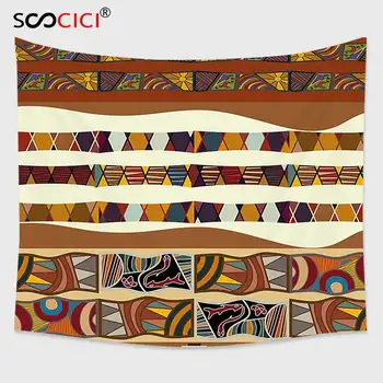 Cutom Tapiserie de pe Perete,Tribale Africane Tradiționale Populare Culturale Recomandate Trippy Icoane Boho Design Abstract Multicolor
