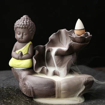 Călugăr De Fum Retur Arzător De Tămâie Stick Titularul Maitreya Buddha Statuie De Porțelan Cascada Cădelniță De Decor Acasă