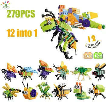 DEDOU Insecte Serie Papusa Deformare Rack Set 12 in 1 pentru Copii Clasic de Învățământ Asamblare Jucarii