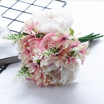 DENISFEN Trandafir Buchet de Mătase Bujor Flori Artificiale Floral 8 Cap Fals Flori Buchet pentru Acasă Decorare Nunta de Interior