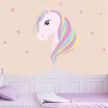 DIY pline de culoare de Animale Desene animate Unicornul Stele Perete Decalcomanii Autocolante Pentru Copii, Cameră de Decorare Arta Poster Tapet Decor Acasă 2021