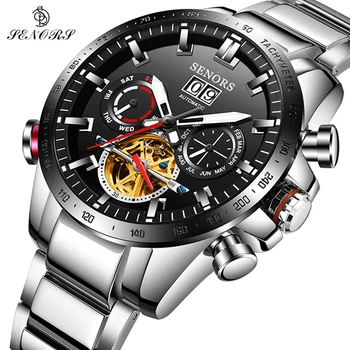 DOMNILOR Bărbați Ceas Mecanic de Brand de Top de Moda de Afaceri de Lux Ceasuri de Barbati din Oțel Inoxidabil Automată Ceasuri de Auto-Lichidare