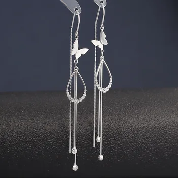 De Lux S925 Argint Cercei Ciucure Lung Cercei Fluture Pentru Femei Cadouri Bijuterii