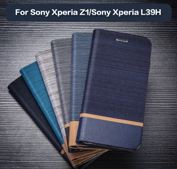 De afaceri din Piele Sac de Telefon Caz Pentru Sony Xperia Z1 Flip Portofel Caz Silicon Moale Capacul din Spate Pentru Sony L39H Xperia Slot pentru Card de Caz