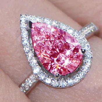 De lux Argint 925 Logodna Inel de Nunta pentru Femei Bijuterii Veșnică roz 3.68 ct Drop Simulated Diamond CZ Inele de Deget
