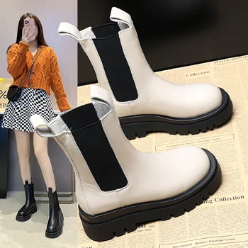 De lux pentru Femei Pantofi de Iarna Impermeabila Platforma Tocuri Chelsea Cizme Botte Cizme Femei din Piele Botines Doamnelor Botas De Mujer