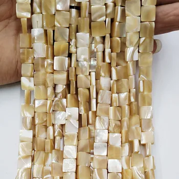 De înaltă Calitate 8mm 10mm Galben Naturale Shell Margele Vrac Strand Formă Pătrată DIY pentru a Face Colier Bratari Eariings