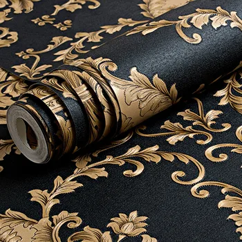 De înaltă Calitate Negru de Lux de Aur în Relief Textura Metalic 3D Tapet Damasc pentru Rola de Perete Lavabil, Vinil gazete de Perete Decor Acasă