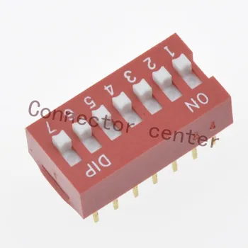 De înaltă calitate Comutator dIP 2.54 mm Pas placat cu Aur 7position 14Pin Roșu DS-07