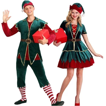 Deluxe Santa Claus Christmas Elf Cosplay Costum Adult Lady Om Crăciun Vesel Obraznic Mascota Cosplay Carnaval Rochie Elegantă De Petrecere